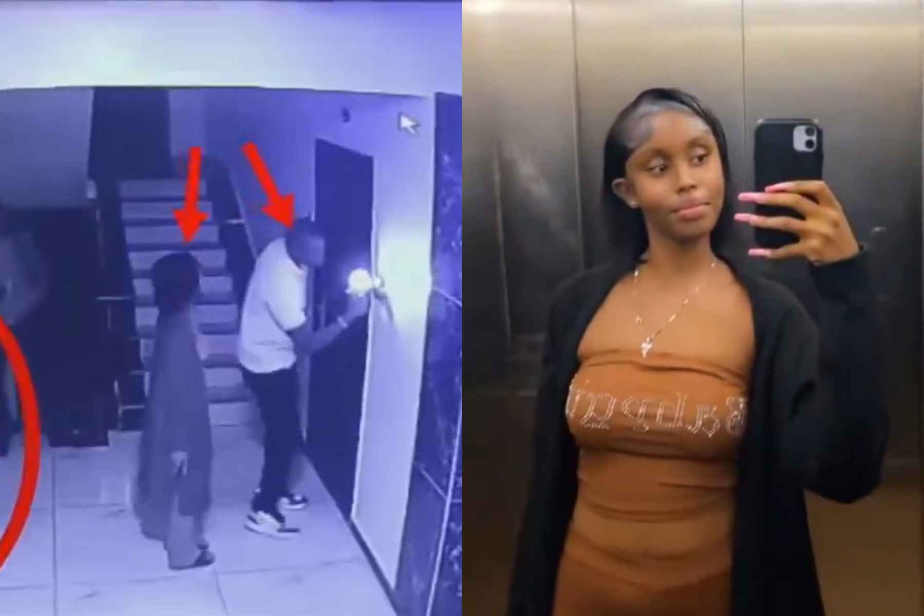 Collage photo of a CCTV footage and the late Consolata Githinji.